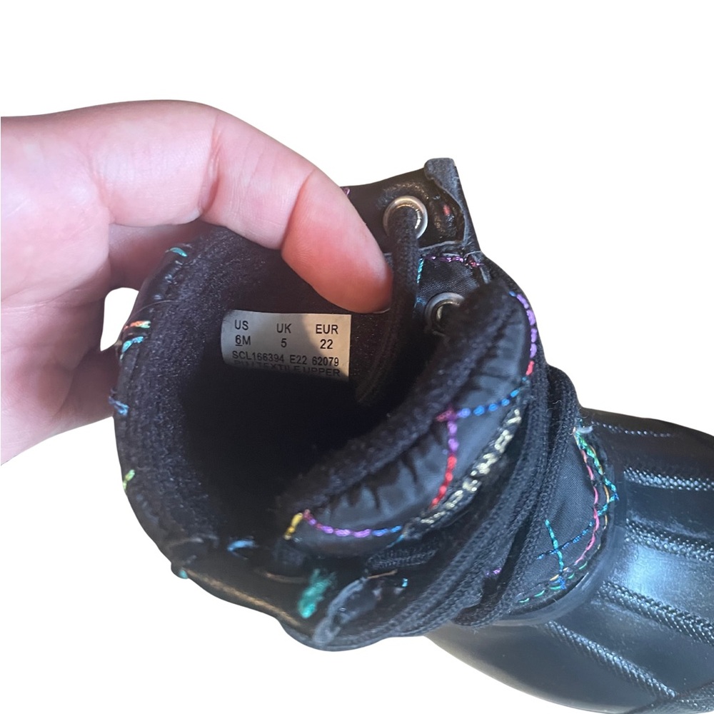 Sperry Toddler Black Quilted Duck Rain Boots | Waterproof | Size 6 - Picture 5 of 9